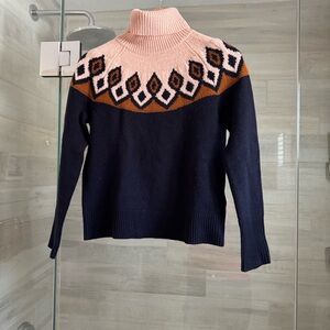 J. Crew vintage Navy  and Brown Fair isle turtleneck
